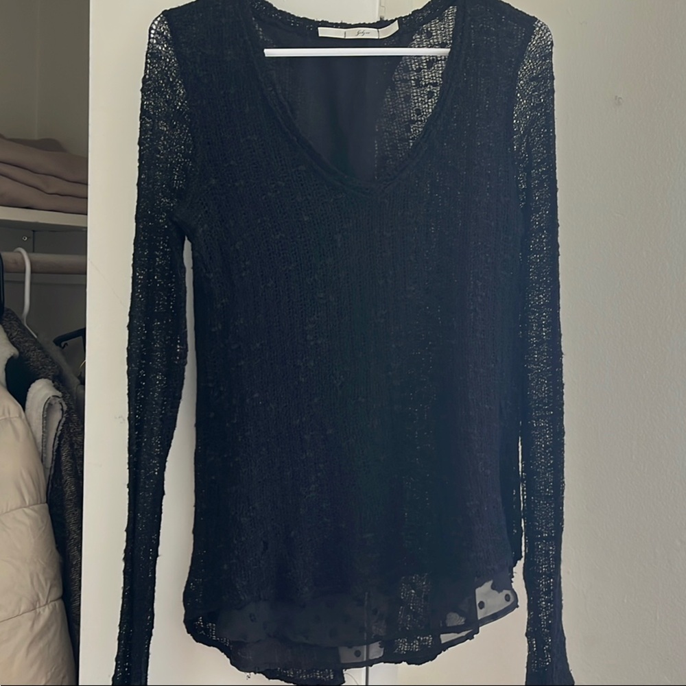 Black Sheer Knit Top